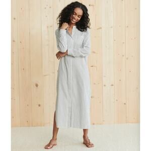 Jenni Kayne Capri Caftan Striped Crisp Midi Dress Cotton Small Coastal Preppy